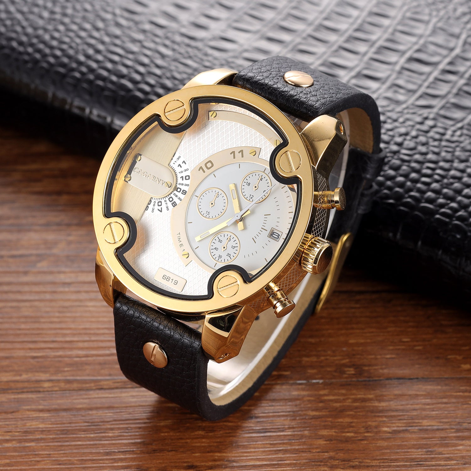 Montre Homme Grand Cadran Quartz Calendrier – Bracelet Cuir Rétro