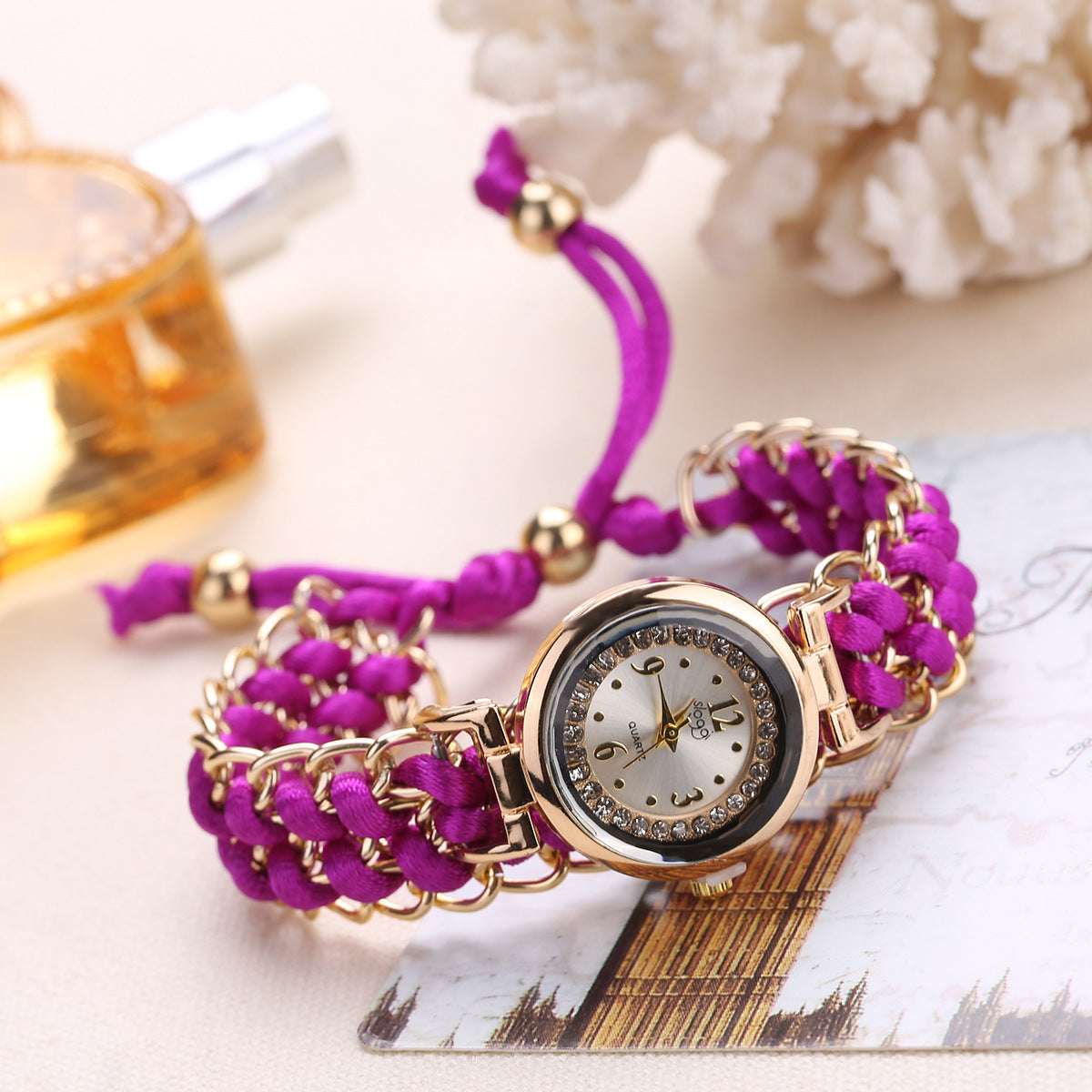Montre Femme Bracelet Tressé – Quartz Analogique Style Casual Chic