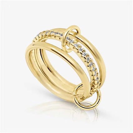 Trio de Bagues Zircon Entrelacées — Look Superposé Élégant