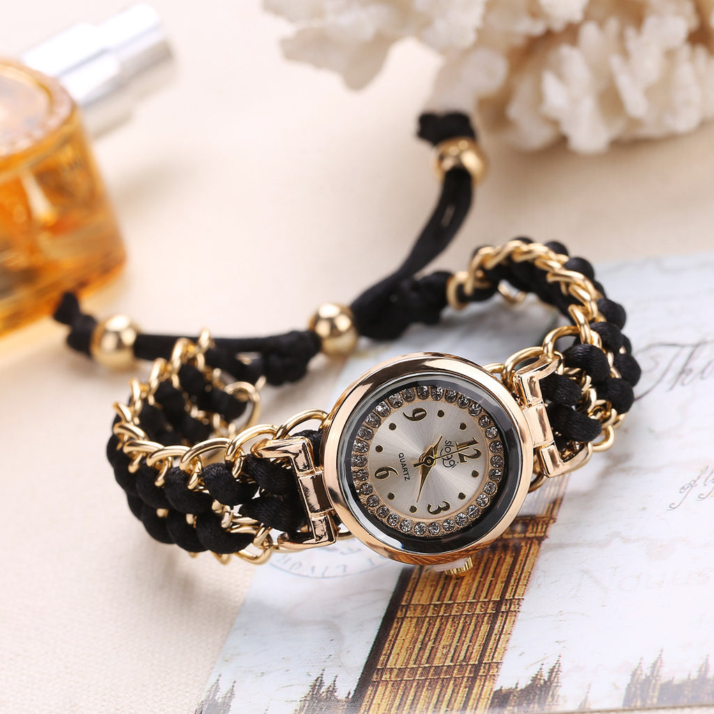 Montre Femme Bracelet Tressé – Quartz Analogique Style Casual Chic