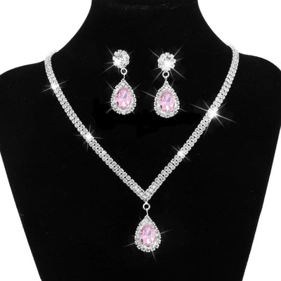 Bridal Jewelry Set Crystal Silver – Necklace, Earrings & Ring for Women