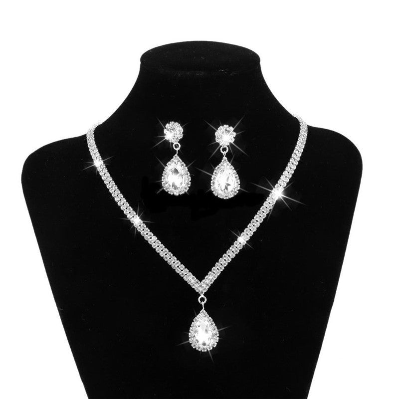 Bridal Jewelry Set Crystal Silver – Necklace, Earrings & Ring for Women