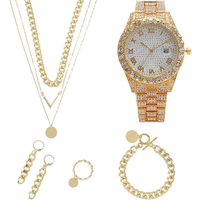 Coffret Montre Femme Bijoux 5 Pièces – Quartz Fashion Cadeau Luxe
