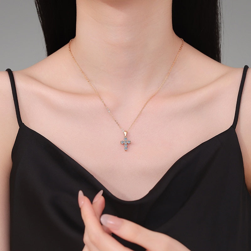 Womens Versatile All-Matching Minimalist Necklace With Full Diamond Setting