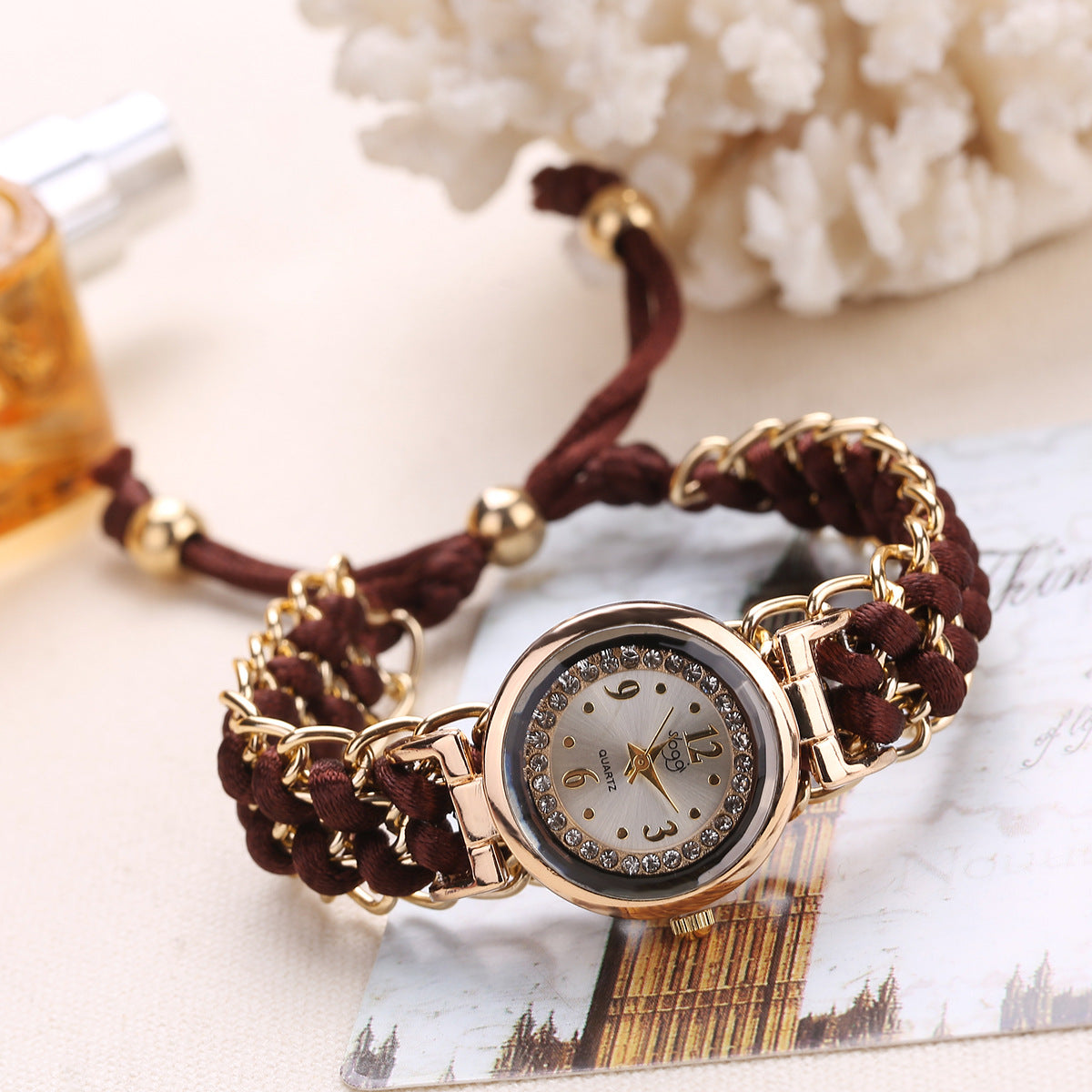 Montre Femme Bracelet Tressé – Quartz Analogique Style Casual Chic