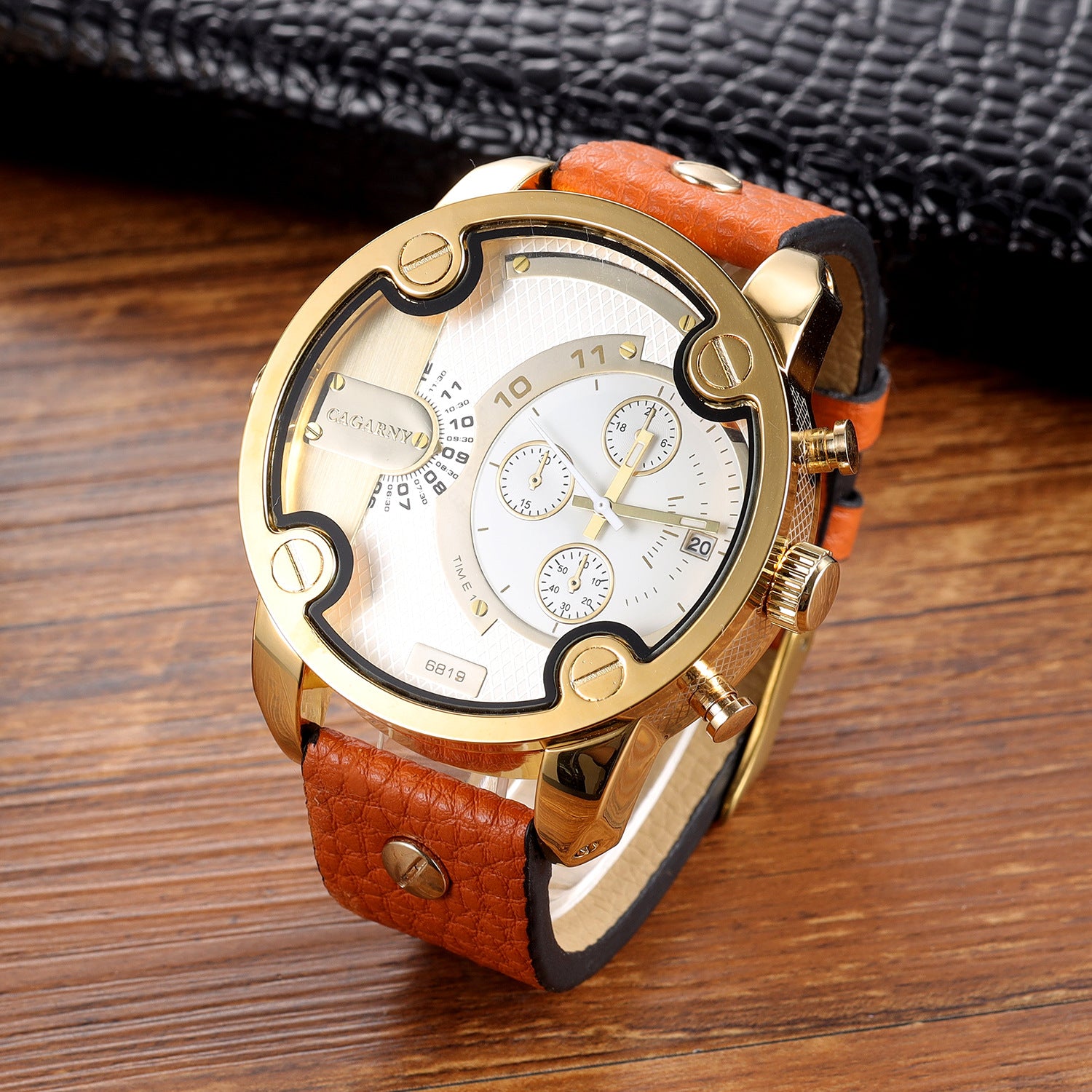 Montre Homme Grand Cadran Quartz Calendrier – Bracelet Cuir Rétro