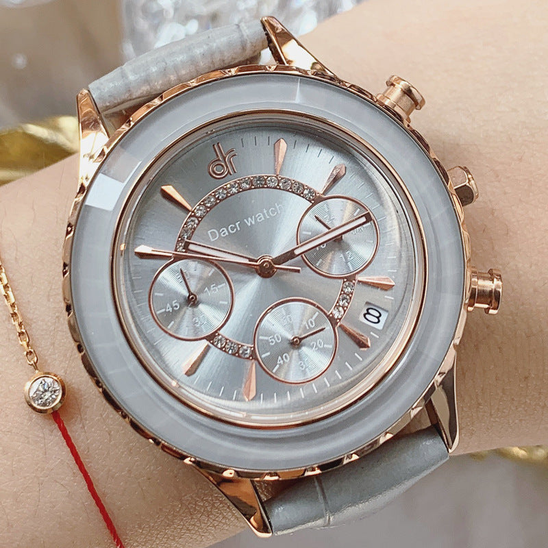 Montre Homme Cadran Miroir Réfraction – Six Aiguilles Design Premium