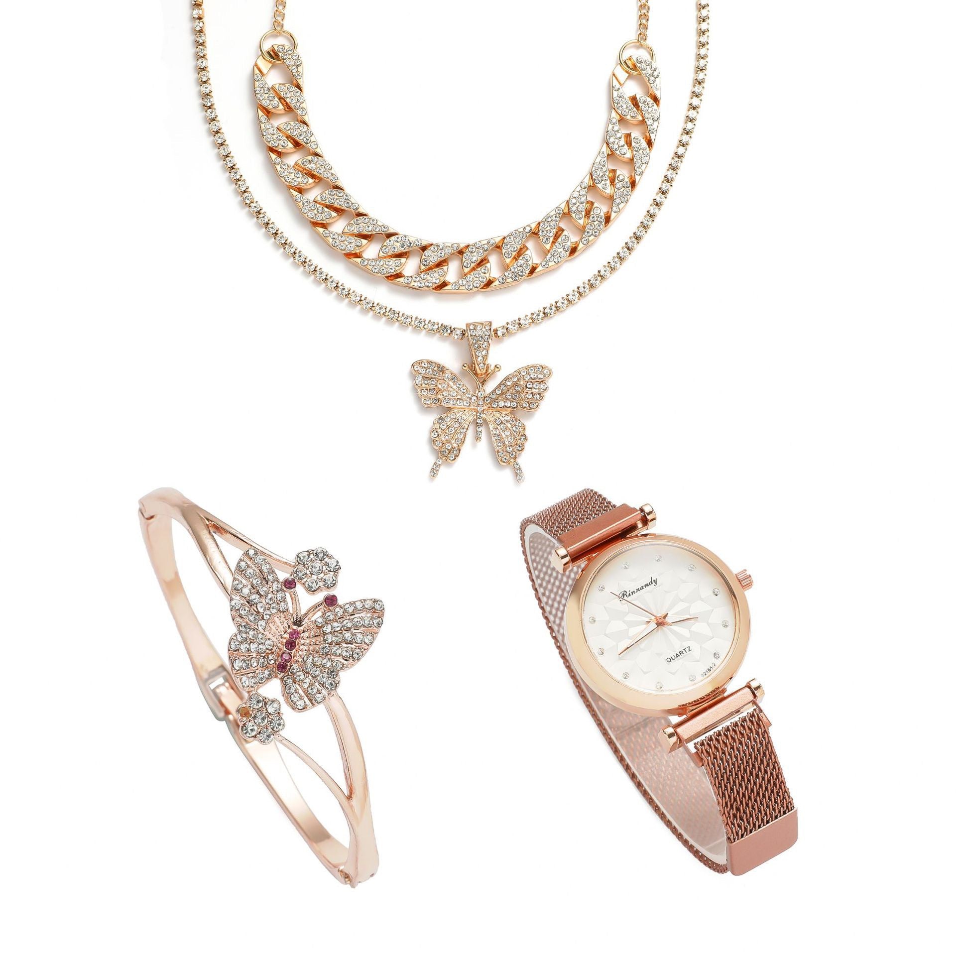 Coffret Montre Femme 5 Pièces – Quartz Élégant Cadeau Bijoux