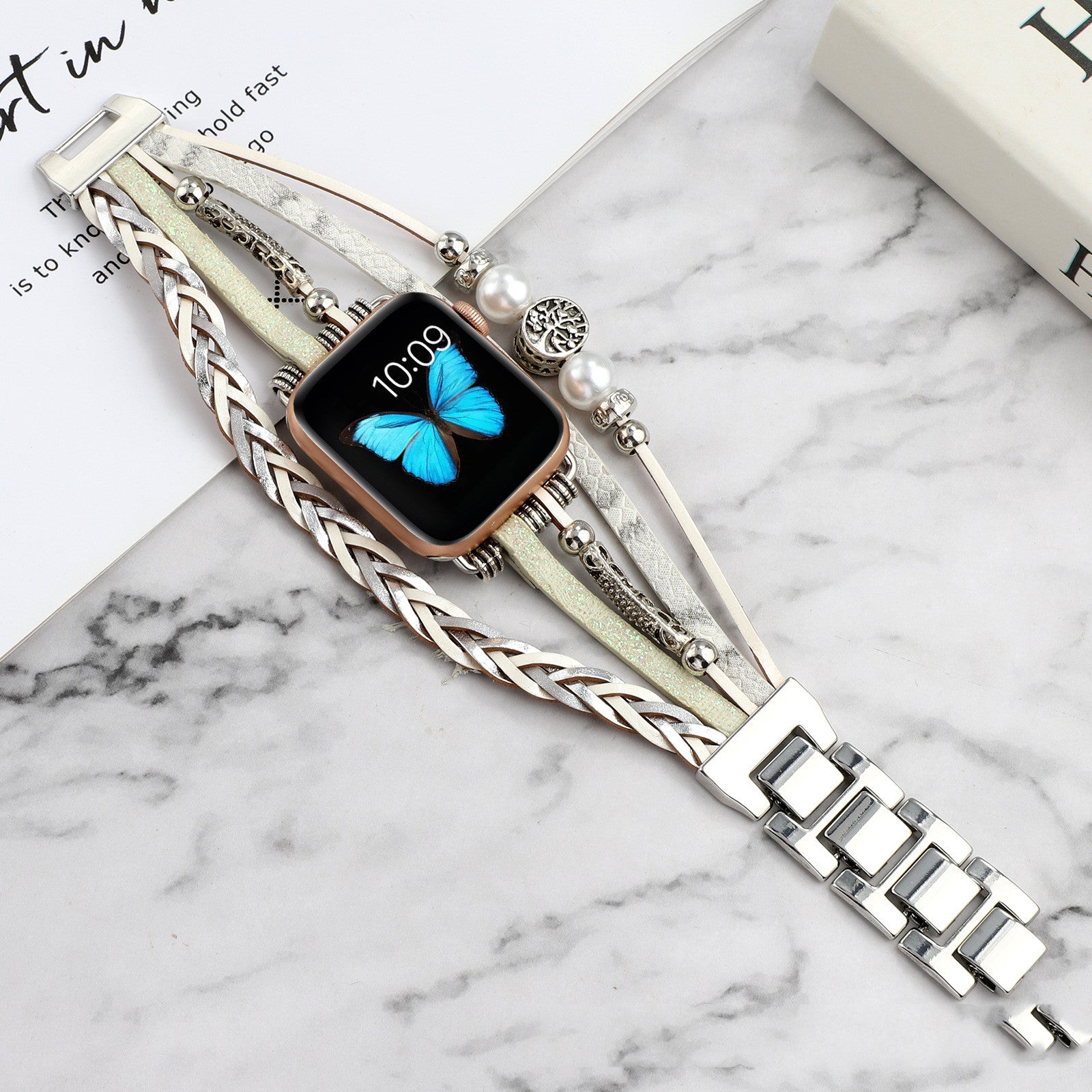 Bracelet Montre Cuir Vintage Métal – Bracelet Smartwatch Universel