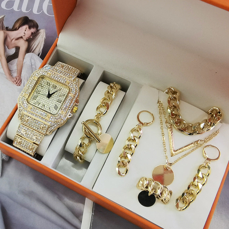 Coffret Montre Femme Bijoux 5 Pièces – Quartz Fashion Cadeau Luxe