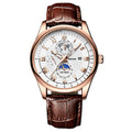 Herrenuhr Quarz Leuchtend Mondphase – Wasserdicht Lederarmband