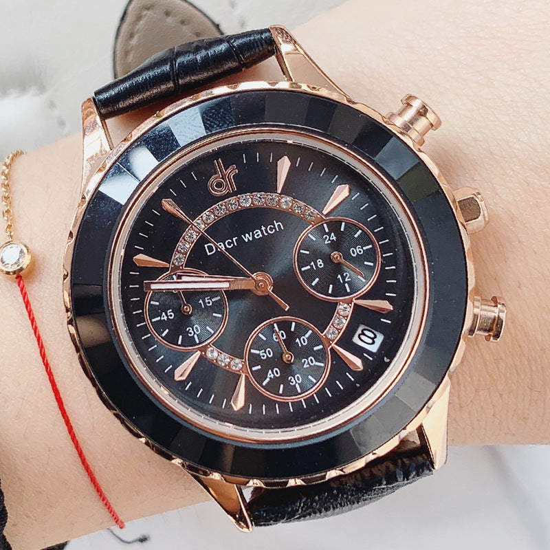 Montre Homme Cadran Miroir Réfraction – Six Aiguilles Design Premium