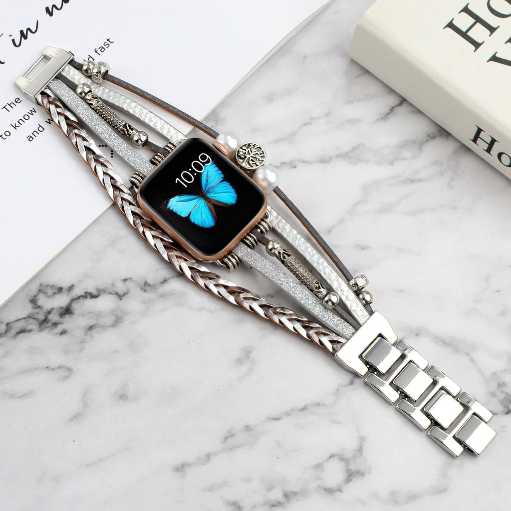 Bracelet Montre Cuir Vintage Métal – Bracelet Smartwatch Universel