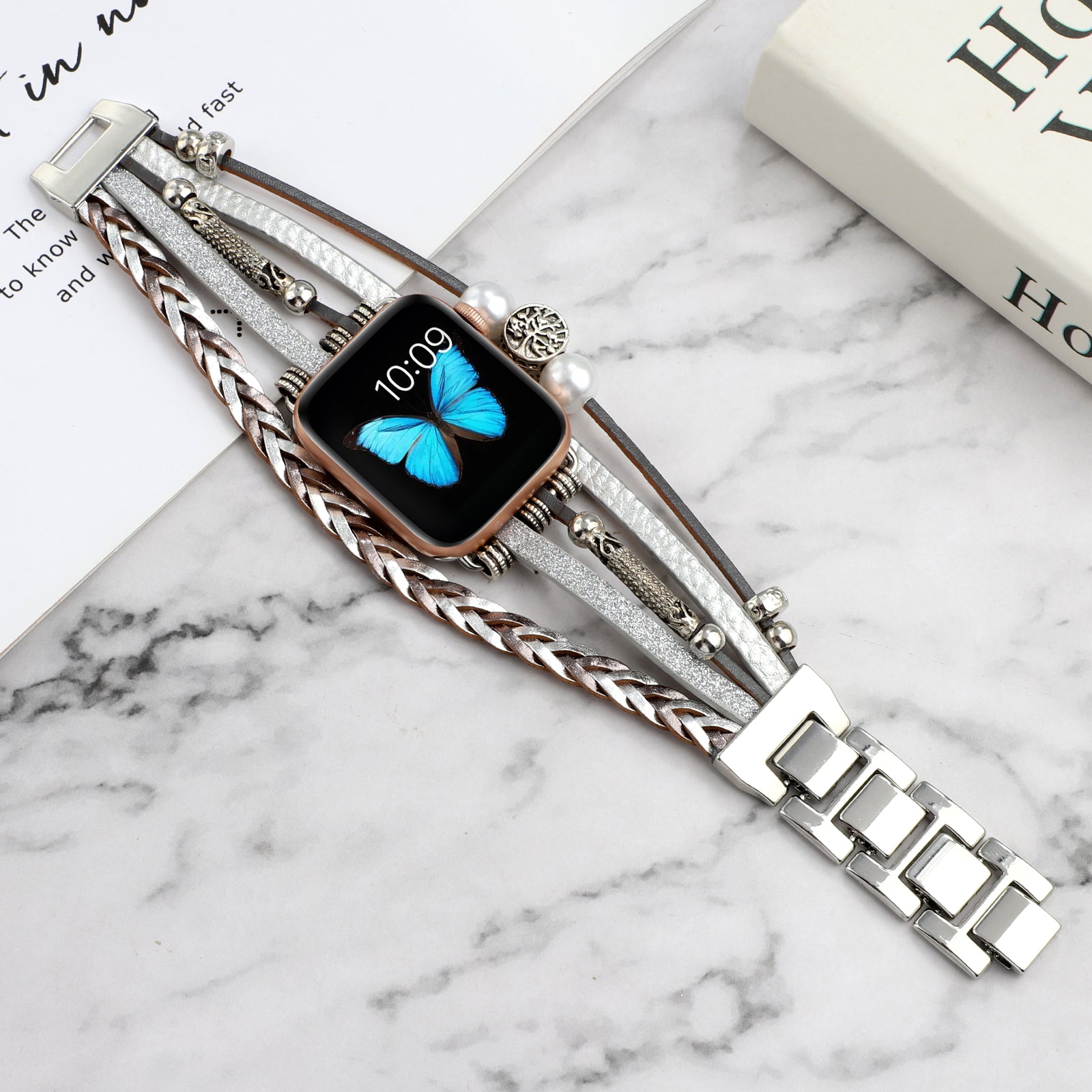 Bracelet Montre Cuir Vintage Métal – Bracelet Smartwatch Universel