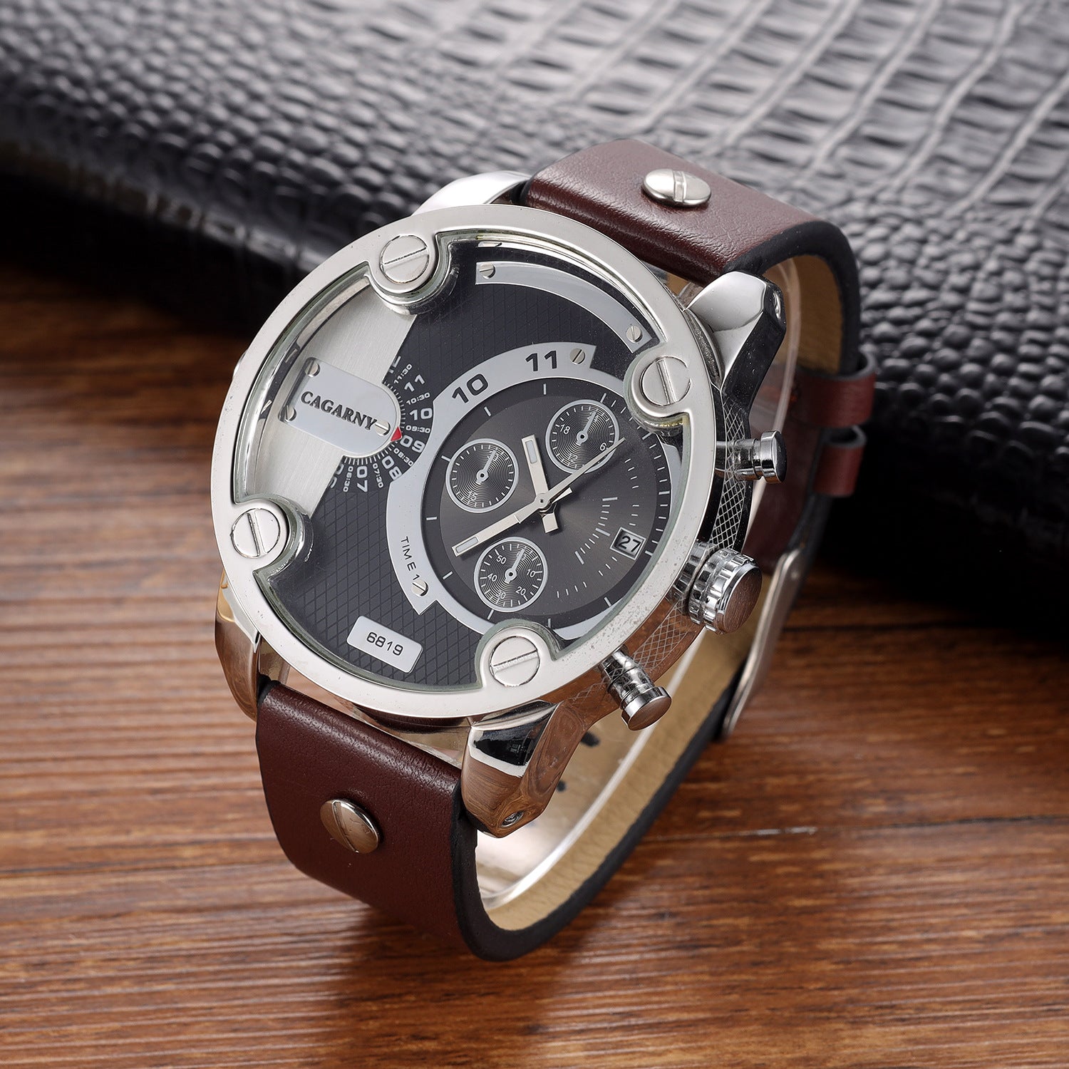 Montre Homme Grand Cadran Quartz Calendrier – Bracelet Cuir Rétro