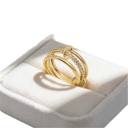 Trio de Bagues Zircon Entrelacées — Look Superposé Élégant