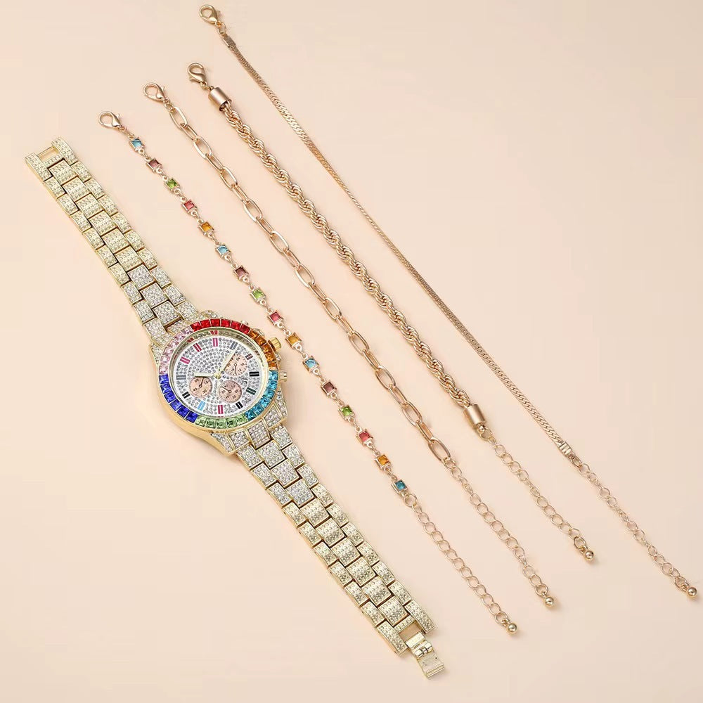 Montre Femme Acier Diamant Calendrier – Quartz Luxe Élégant Premium
