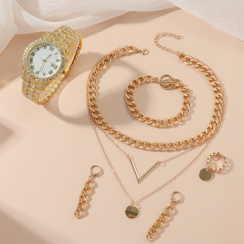 Coffret Montre Femme Bijoux 5 Pièces – Quartz Fashion Cadeau Luxe