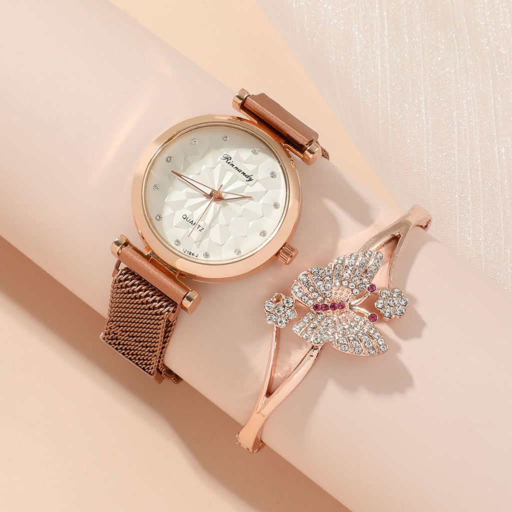 Coffret Montre Femme 5 Pièces – Quartz Élégant Cadeau Bijoux