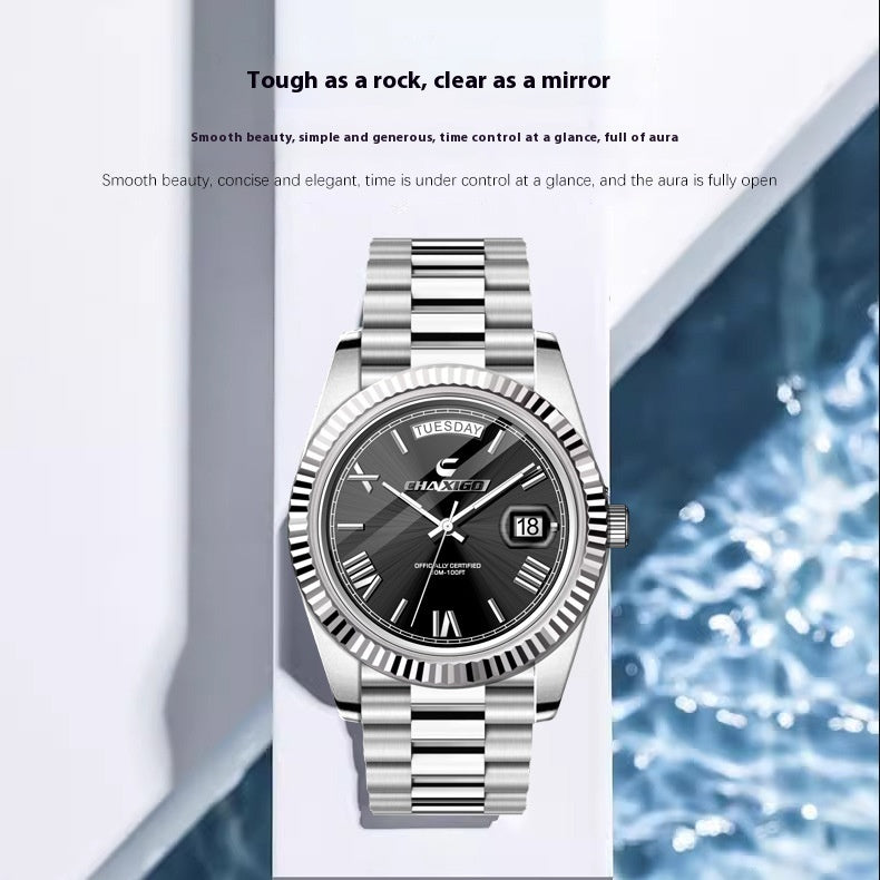 Montre Homme Acier Grand Cadran Quartz – Bracelet Fashion Luxe