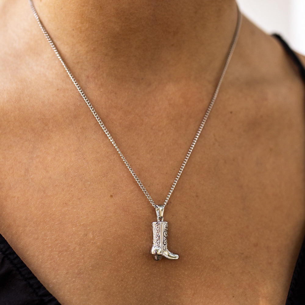 New Western Cowboy Pendant, Simple Necklace And Earrings Set