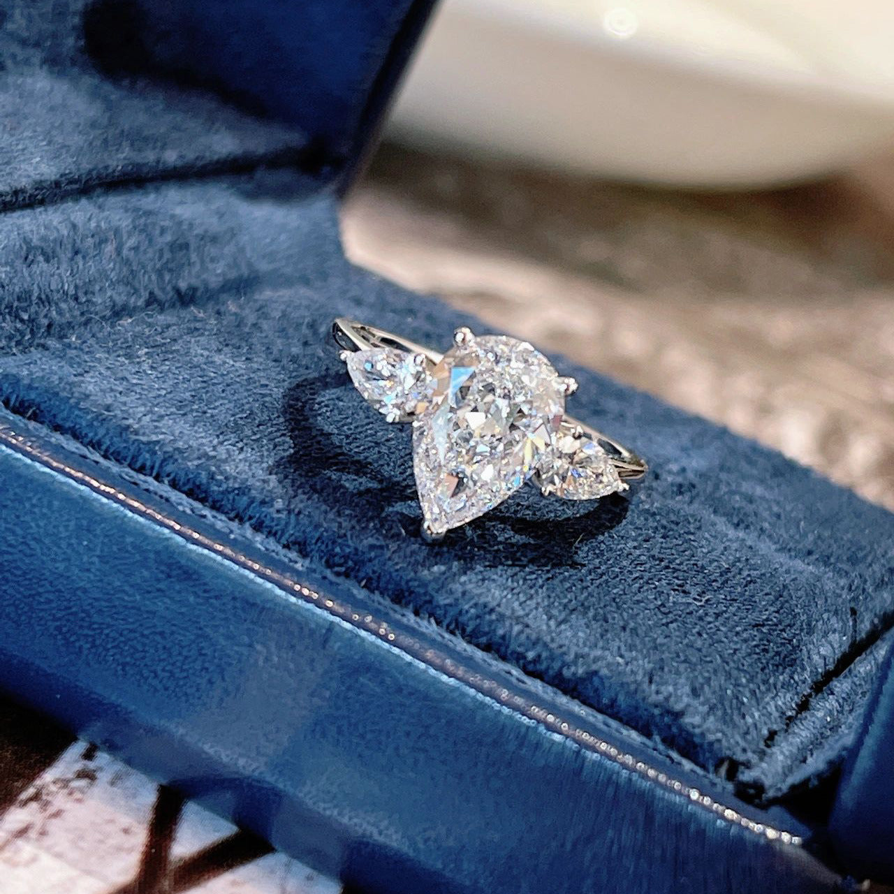 Waterdrop Pear-Shaped Lab-Grown Moissanite Ring For Women