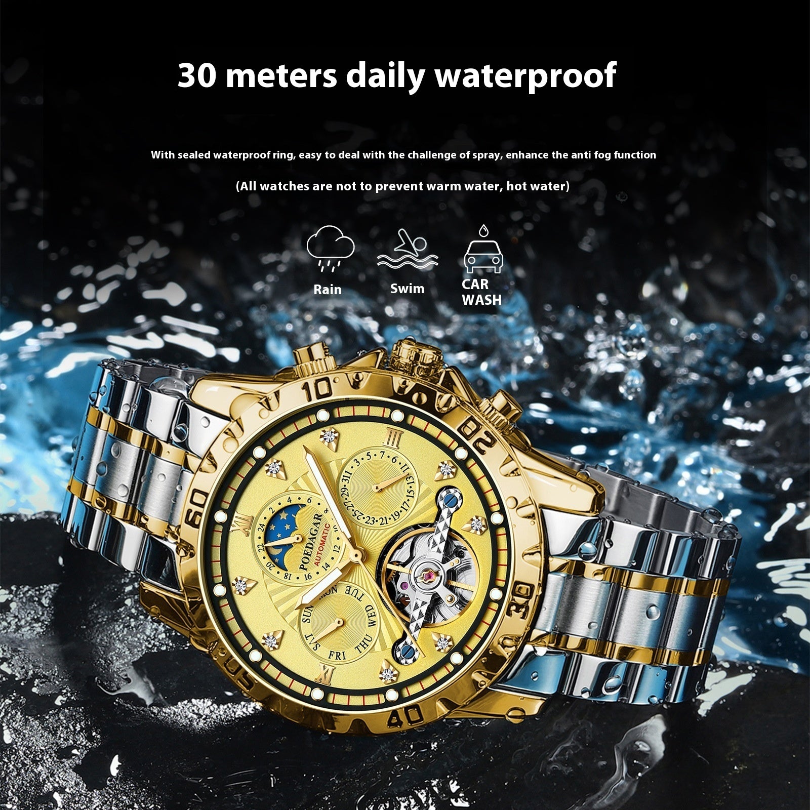 ntre Homme Mécanique Waterproof Luxe – Multifonction Acier