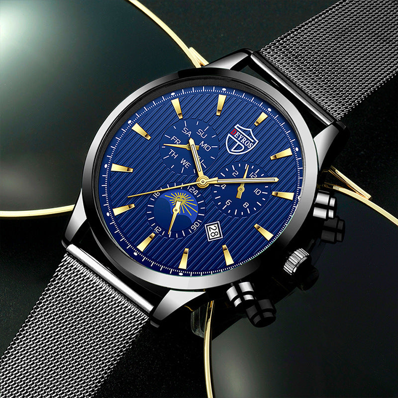 Montre Homme Quartz Acier Inoxydable – Cadran Lumineux Waterproof Business
